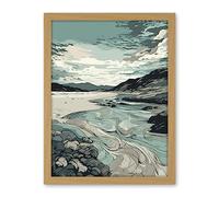 Artery8 Luskentyre Beach Coastal Landscape Illustration Artwork Framed Wall Art Print 18X24 Inch