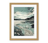 Artery8 Luskentyre Beach Coastal Landscape Illustration Artwork Framed Wall Art Print 18X24 Inch