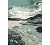 Artery8 Luskentyre Beach Coastal Landscape Illustration Large Wall Art Poster Print Thick Paper 18X24 Inch