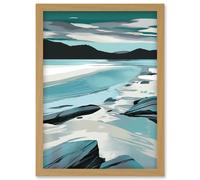 Luskentyre Beach Isle of Harris Coastal Landscape Artwork Framed Wall Art Print A4 Artery8 Light Oak One Size