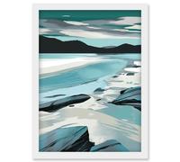 Luskentyre Beach Isle of Harris Coastal Landscape Artwork Framed Wall Art Print A4 Artery8 White One Size