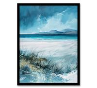 Luskentyre Beach Isle of Harris Outer Hebrides Framed Art Print Artery8 Blue A4