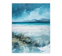 Luskentyre Beach Isle of Harris Outer Hebrides Wall Art Print Artery8 Blue W18 inch x H24 inch