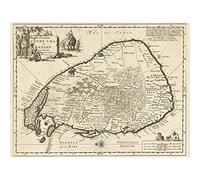 Artery8 Luyken Old Map Of Ceylon Sri Lanka Premium Wall Art Canvas Print 18X24 Inch