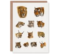Artery8 Lydekker Art Card Wild Animal Safari Big Cats Illustration in White Artery8 White