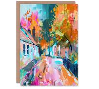 Artery8 Greeting Card Lymm Village Cheshire England Painting Autumnal Blank For Him Or Her Art Birthday Card