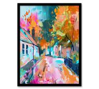 Lymm Village Cheshire England Painting Autumnal Framed Art Print Artery8 Multi A4