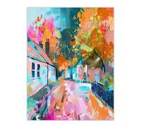 Artery8 Lymm Village Cheshire England Painting Autumnal Living Room Large Wall Art Poster Print Thick Paper 18X24 Inch
