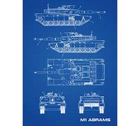 Artery8 M1 Abrams American Main Battle Tank Blueprint Plan Large Wall Art Poster Print Thick Paper 18X24 Inch