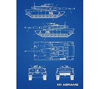 Artery8 M1 Abrams American Main Battle Tank Blueprint Plan Unframed Wall Art Print Poster Home Decor Premium