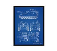 Artery8 M109 Howitzer Artillery US Military Blueprint Framed Canvas Wall Art Print in Blue | Size: W12" x H16" Artery8 Blue W12" x H16"