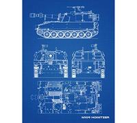 Artery8 M109 Howitzer Artillery US Military Blueprint Plan Large Wall Art Poster Print Thick Paper 18X24 Inch