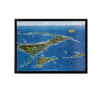 Artery8 Macdonald 1958 Map Cape Cod & The Islands Framed Canvas Wall Art Print in Blue | Size: W12" x H16" Artery8 Blue W12" x H16"