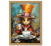 Artery8 Mad Hatter Animal Tea Party Fantasy Portrait Artwork Framed A3 Wall Art Print