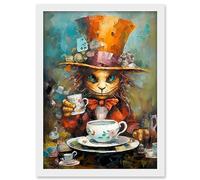Artery8 Mad Hatter Animal Tea Party Fantasy Portrait Artwork Framed A3 Wall Art Print