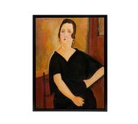 Artery8 Madame Amedee Portrait Modigliani Vintage Black Framed Canvas Wall Art in Brown | Size: W18" x H24" Artery8 Brown W18" x H24"