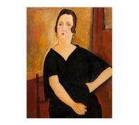 Artery8 Madame Amedee Portrait Modigliani Vintage Wall Art Print Poster in Brown | Size: W12" x H16" Artery8 Brown W12" x H16"