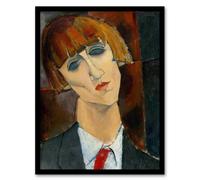 Artery8 Madame Kisling Portrait Modigliani Vintage Framed Wall Art Print | Size: W12" x H16" Artery8 Multicolor W12" x H16"