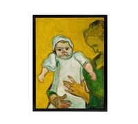 Artery8 Madame Roulin & Her Baby Van Gogh Black Framed Canvas Wall Art in Yellow | Size: W12" x H16" Artery8 Yellow W12" x H16"