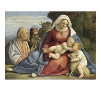 Artery8 Madonna And Child With Infant John Baptist Painting Premium Wall Art Canvas Print 18X24 Inch