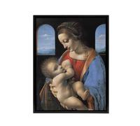 Artery8 Madonna Litta Virgin Mary da Vinci Black Framed Canvas Wall Art in Blue | Size: W18" x H24" Artery8 Blue W18" x H24"