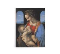 Artery8 Madonna Litta Virgin Mary da Vinci Vintage Canvas Wall Art in Blue | Size: W18" x H24" Artery8 Blue W18" x H24"