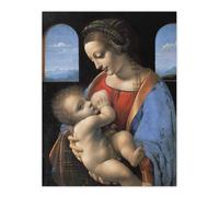 Artery8 Madonna Litta Virgin Mary da Vinci Vintage Wall Art Print Poster in Blue | Size: W18" x H24" Artery8 Blue W18" x H24"