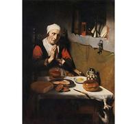 Artery8 Maes Old Woman Saying Grace The Prayer Without End Premium Wall Art Canvas Print 18X24 Inch