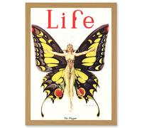 Artery8 Magazine 1922 Life Butterfly Dance Flapper Roaring Twenties A4 Artwork Framed Wall Art Print in Light Oak Artery8 Light Oak