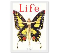 Magazine 1922 Life Butterfly Dance Flapper Roaring Twenties A4 Artwork Framed Wall Art Print Artery8 White One Size