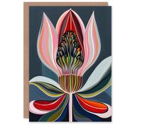 Artery8 Greeting Card Magic Lotus Flower Psychedelic Bloom Design Blank For Him Or Her Art Birthday Card