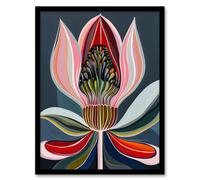 Artery8 Magic Lotus Flower Psychedelic Bloom Design Framed Art Print | Size: W12" x H16" Artery8 Multicolor W12" x H16"