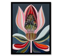 Artery8 Magic Lotus Flower Psychedelic Bloom Design Living Room Artwork Framed Wall Art Print A4