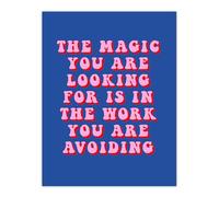 Artery8 Magic Work Avoiding Dipen Parmar Pink Blue Quote Living Room Large Wall Art Poster Print Thick Paper 18X24 Inch