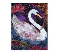 Magical Swan Artwork Enchanted Purple Pink Wall Art Print Artery8 Black W24 inch x H32 inch
