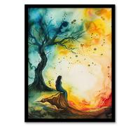 Artery8 Magician Forest Misty Rainbow Sunrise Concept Art Framed Art Print | Size: W12" x H16" Artery8 Multicolor W12" x H16"