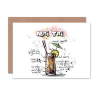Artery8 Mai Tai Cocktail Drink Recipe Drawing Birthday Card Artery8 Multicolor