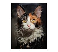 Artery8 Maine Coon Cat Animal Portrait Oil Painting Extra Large XL Wall Art Poster Print