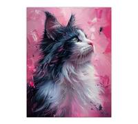 Artery8 Maine Coon Cat in Hot Pink Painting Animal Lover For Living Room Large Wall Art Poster Print Thick Paper 18X24 Inch