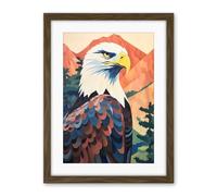 Artery8 Majestic Bald Eagle Forest Mountain Landscape Graphic Artwork Framed Wall Art Print 18X24 Inch