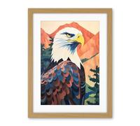 Artery8 Majestic Bald Eagle Forest Mountain Landscape Graphic Artwork Framed Wall Art Print 18X24 Inch