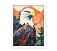 Artery8 Majestic Bald Eagle Forest Mountain Landscape Graphic Artwork Framed Wall Art Print 18X24 Inch