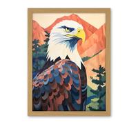 Artery8 Majestic Bald Eagle Forest Mountain Landscape Graphic Artwork Framed Wall Art Print 18X24 Inch