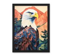 Artery8 Majestic Bald Eagle Forest Mountain Landscape Graphic Artwork Framed Wall Art Print 18X24 Inch