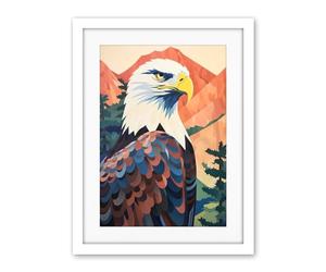 Artery8 Majestic Bald Eagle Forest Mountain Landscape Graphic Artwork Framed Wall Art Print 18X24 Inch