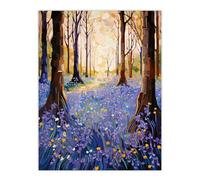 Artery8 Majestic Bluebells In Spring Wood Carpet Of Purple Flowers Extra Large XL Wall Art Poster Print