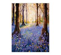 Artery8 Majestic Bluebells In Spring Wood Carpet Of Purple Flowers Unframed Wall Art Print Poster Home Decor Premium | Size: W12" x H16" Artery8 Multicolor W12" x H16"