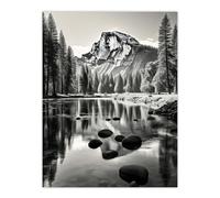 Artery8 Majestic Yosemite Valley Iconic Half Dome Black And White Photo Photography Extra Large XL Wall Art Poster Print