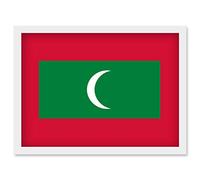Artery8 Maldives National Flag Patriotic Vexillology World Flags Country Region Poster Artwork Framed Wall Art Print A4