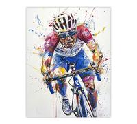 Artery8 Male Cyclist Action Shot Watercolour Cycling Living Room Large Wall Art Poster Print Thick Paper 18X24 Inch
